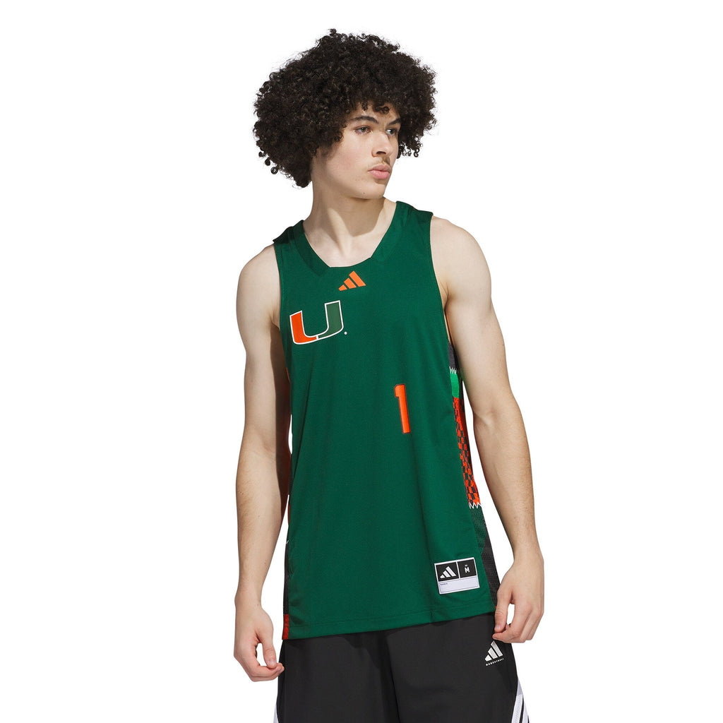 #1 Miami Hurricanes Black History Month Basketball Jersey - Green/Orange product image 5, provided for visual reference and