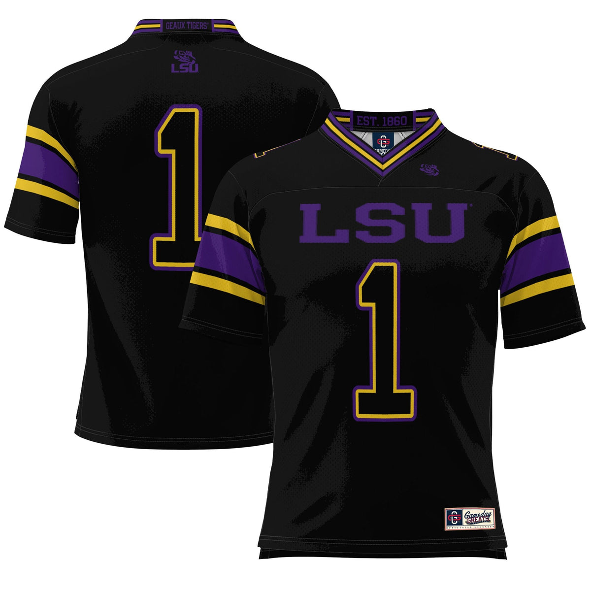 #1 LSU Tigers Endzone Football Jersey - Black product image 2, provided for visual reference and product detail review