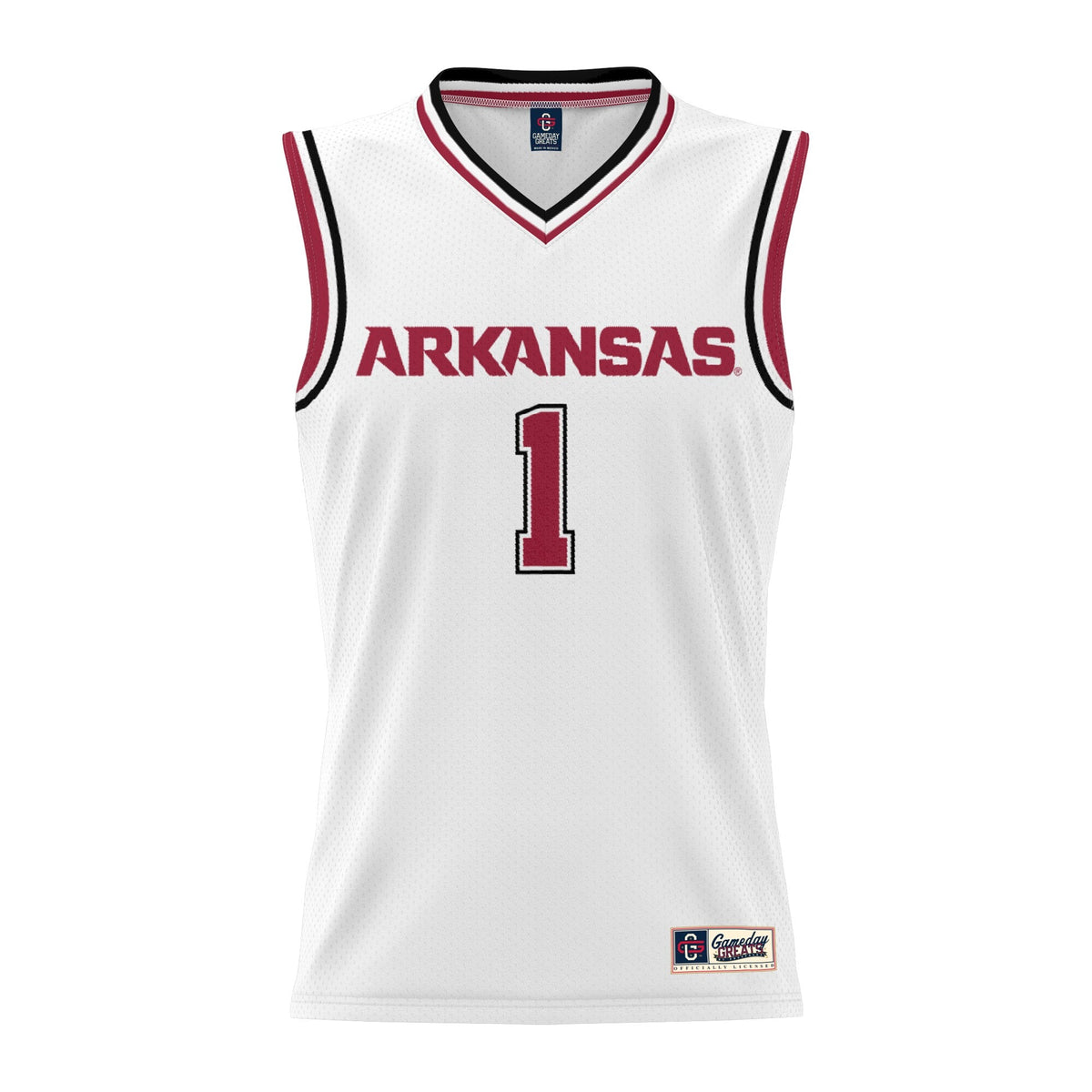 #1 Arkansas Razorbacks Lightweight Basketball Jersey - White product image 3, provided for visual reference and product