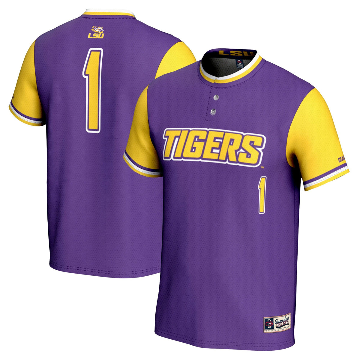 #1 LSU Tigers Lightweight Softball Jersey - Purple product image 2, provided for visual reference and product detail review
