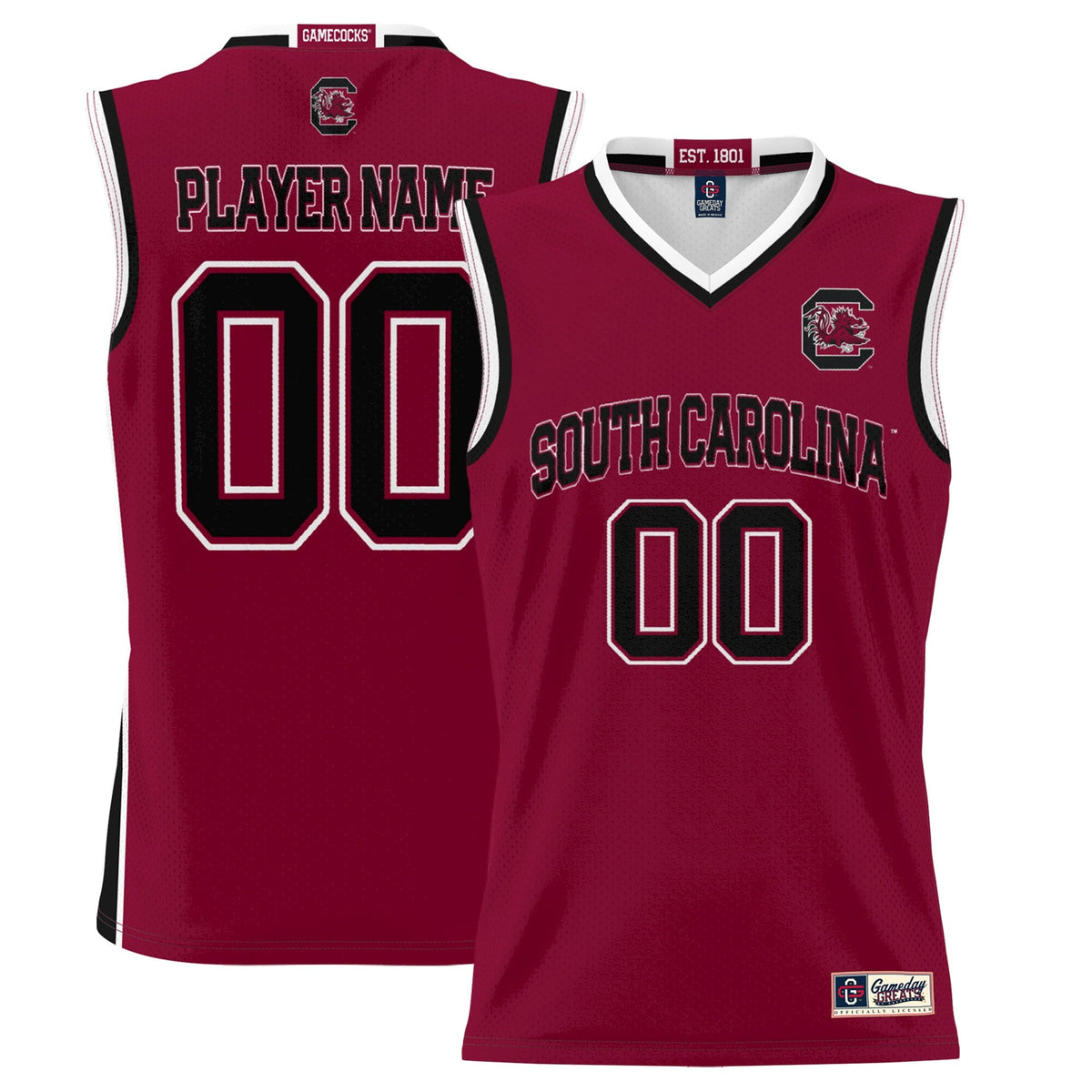 South Carolina Gamecocks Lightweight NIL Pick-A-Player Basketball Jersey - Garnet product image 2, provided for visual