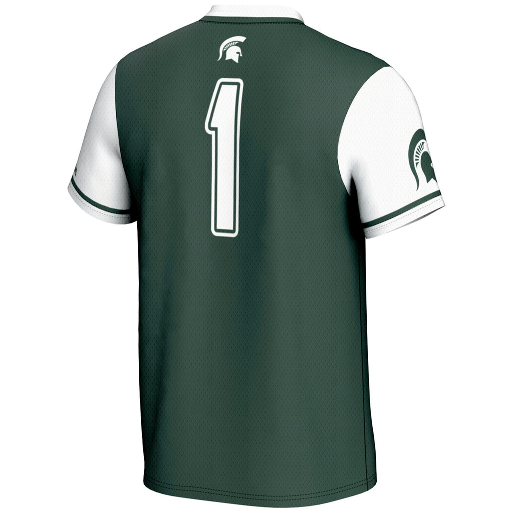 #1 Michigan State Spartans Lightweight Softball Jersey - Green product image 4, provided for visual reference and product