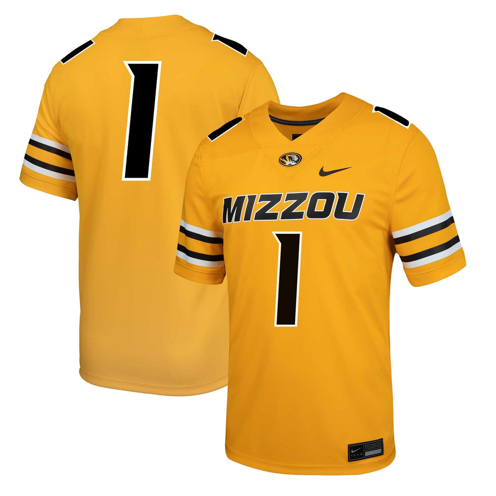 #1 Missouri Tigers Alternate Game Jersey - Gold product image 1, provided for visual reference and product detail review