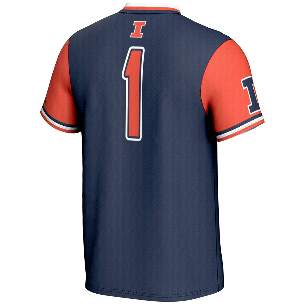 #1 Illinois Fighting Illini Lightweight Softball Jersey - Navy product image 4, provided for visual reference and product