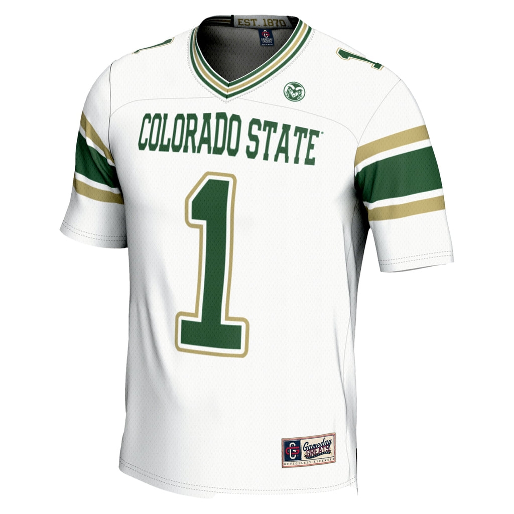 #1 Colorado State Rams Endzone Football Jersey - White product image 3, provided for visual reference and product detail