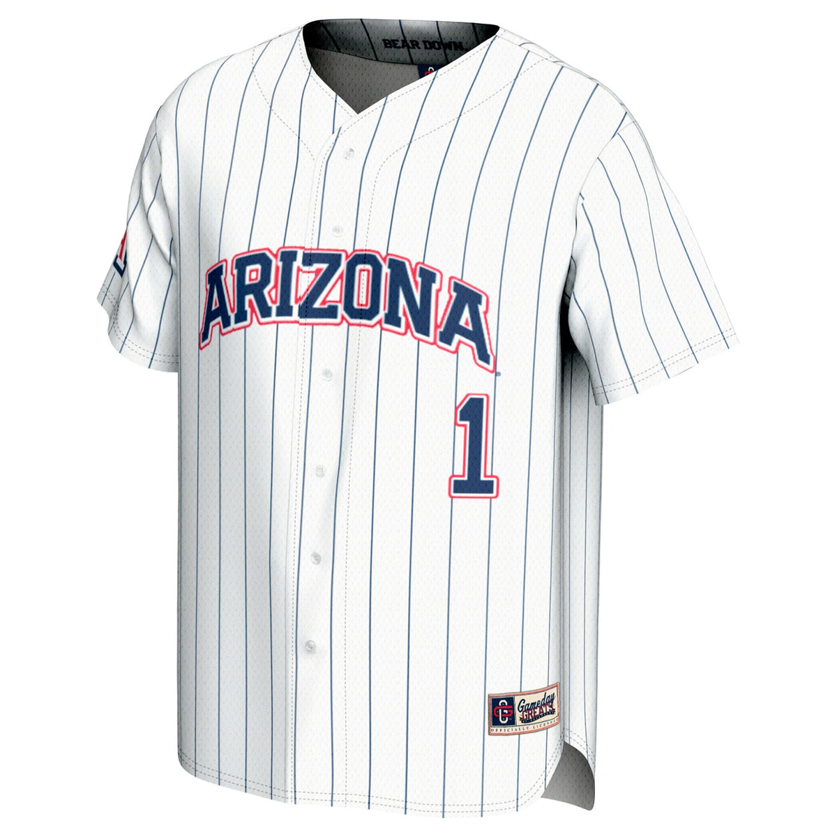 #1 Arizona Wildcats Lightweight Baseball Fashion Jersey - White product image 3, provided for visual reference and product