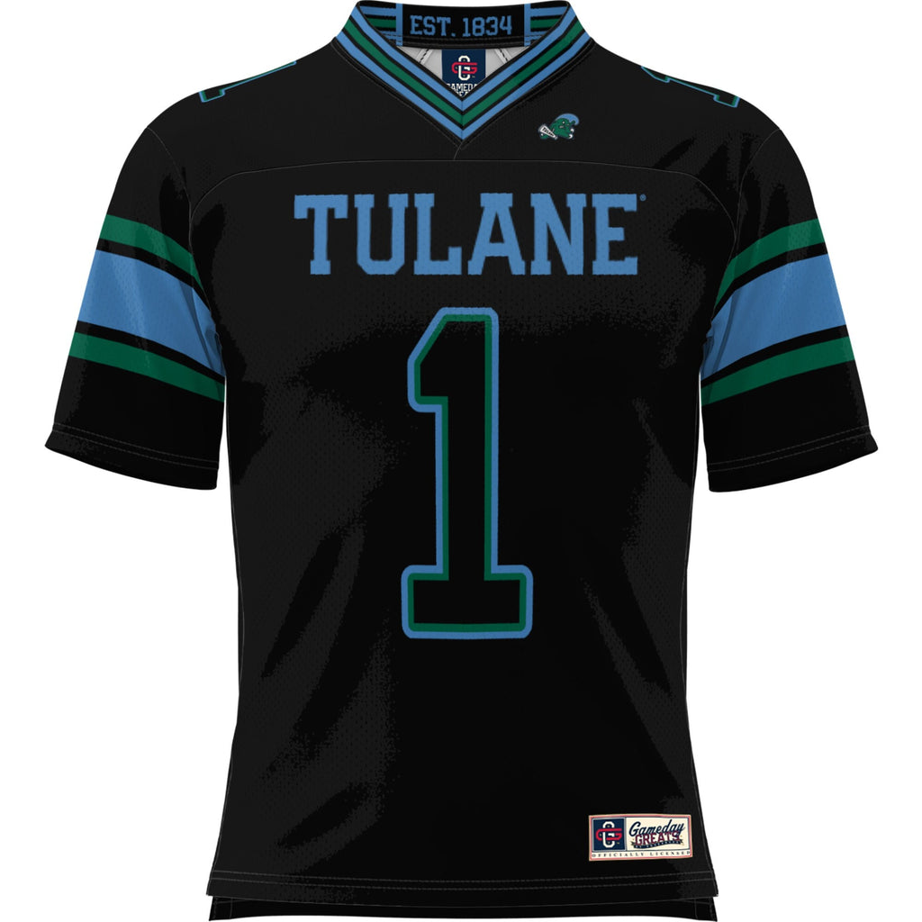 #1 Tulane Green Wave Football Jersey - Black product image 3, provided for visual reference and product detail review