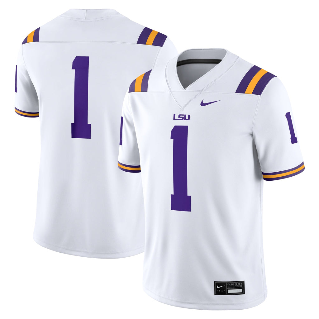 #1 LSU Tigers Game Jersey - White product image 2, provided for visual reference and product detail review