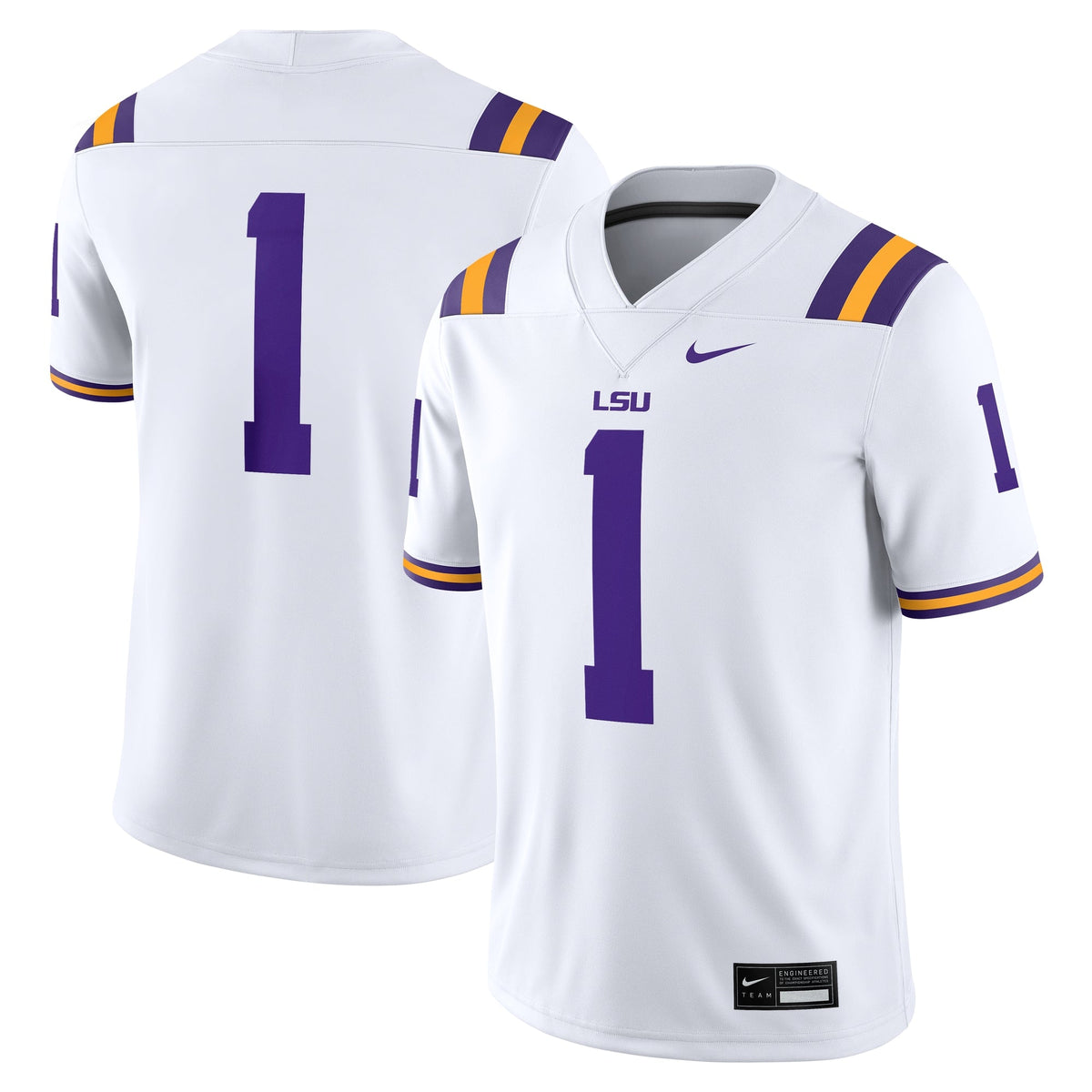 #1 LSU Tigers Game Jersey - White product image 2, provided for visual reference and product detail review
