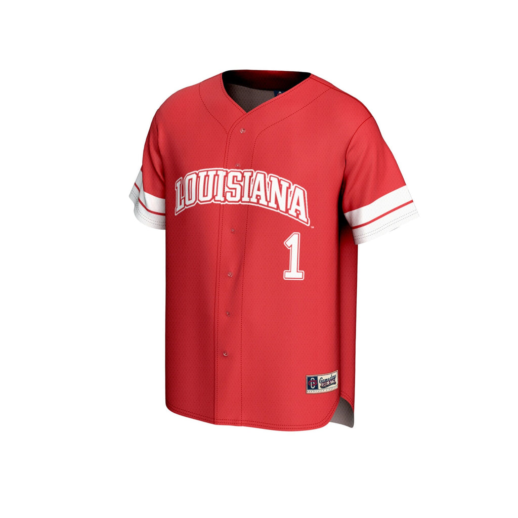 Louisiana Ragin' Cajuns Pick-A-Player Baseball Fashion Jersey - Cardinal product image 3, provided for visual reference and