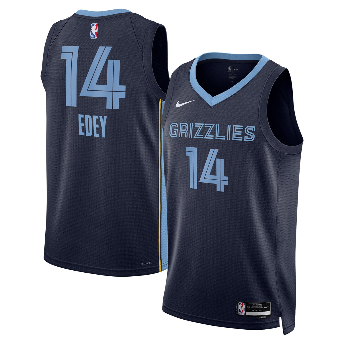 Memphis Grizzlies Icon Swingman Jersey - Navy - Zach Edey product image 2, provided for visual reference and product detail
