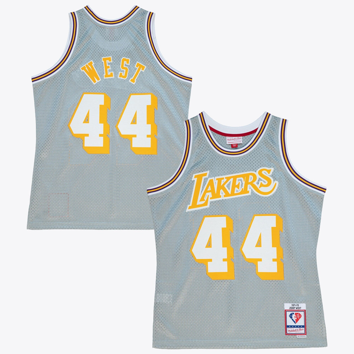 Los Angeles Lakers 1971 75th Swingman Jersey - Silver product image 1, provided for visual reference and product detail