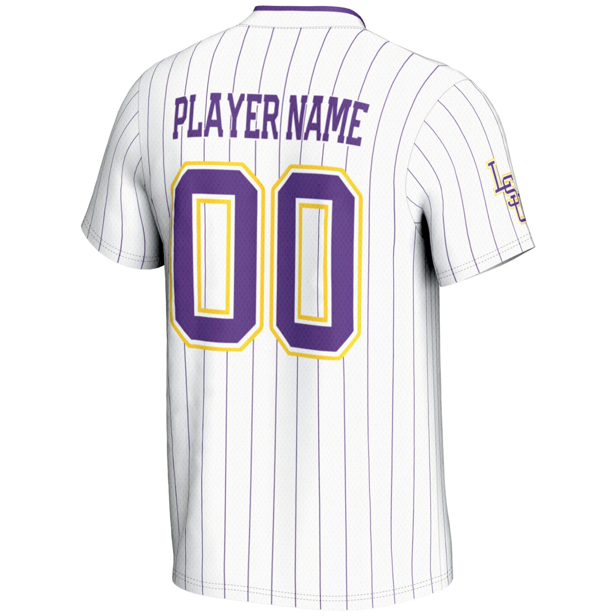 LSU Tigers NIL Pick-A-Player Lightweight Softball Jersey - White product image 4, provided for visual reference and product