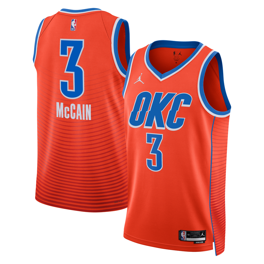 Oklahoma City Thunder Statement Edition Swingman Jersey - Orange - Jared McCain product image 1, provided for visual