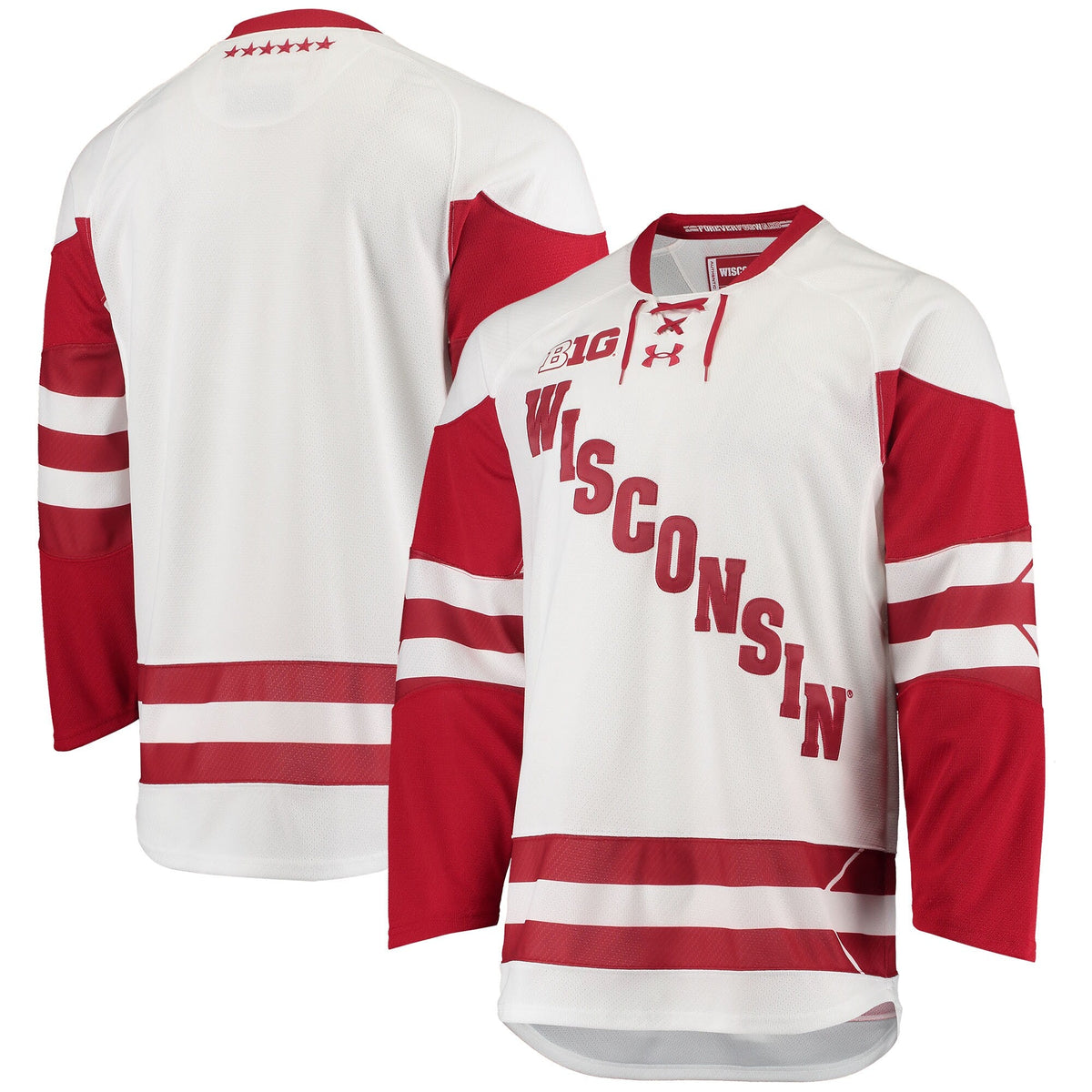Wisconsin Badgers Replica Hockey Jersey - White product image 1, provided for visual reference and product detail review