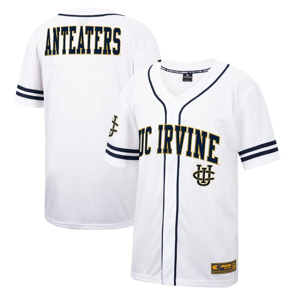 UC Irvine Anteaters Free Spirited Mesh Button-Up Baseball Jersey - White product image 1, provided for visual reference and