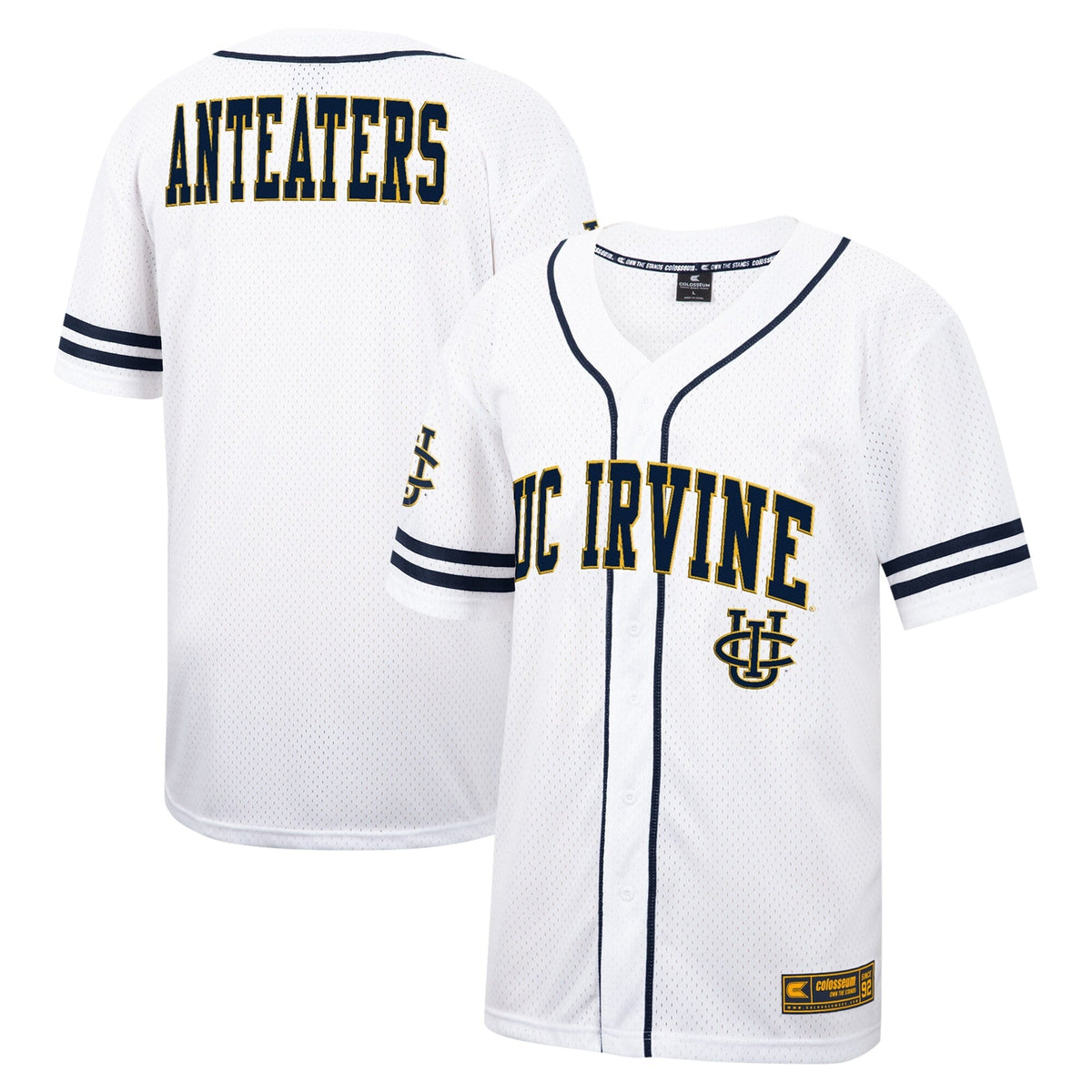 UC Irvine Anteaters Free Spirited Mesh Button-Up Baseball Jersey - White product image 1, provided for visual reference and