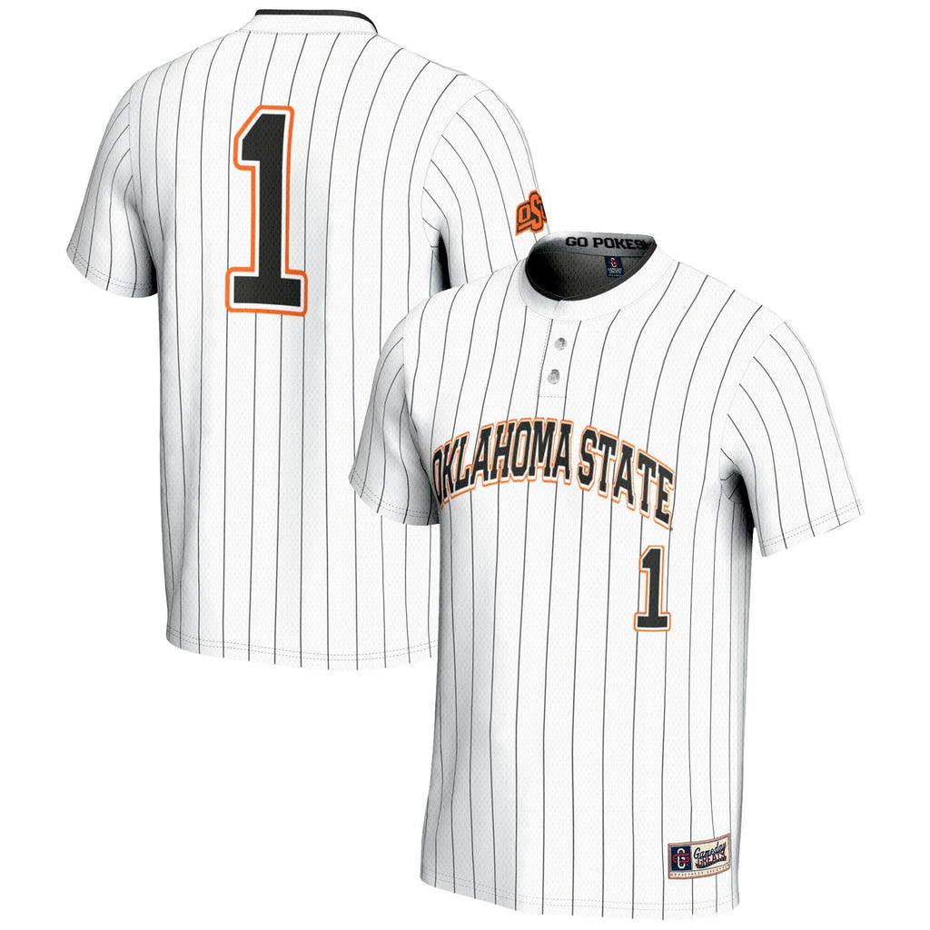 #1 Oklahoma State Cowboys Lightweight Softball Jersey - White product image 2, provided for visual reference and product