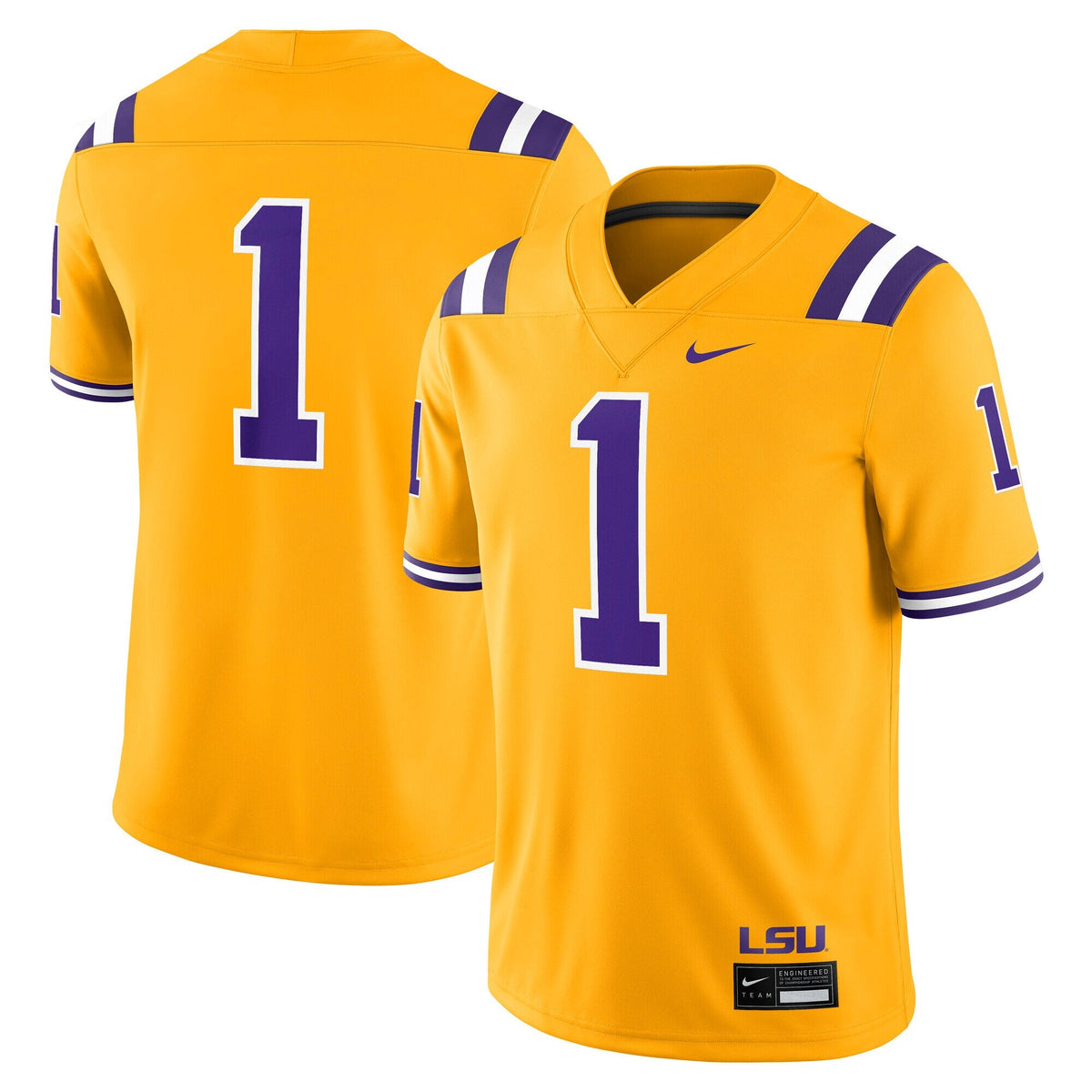 #1 LSU Tigers Alternate Game Jersey - Gold product image 1, provided for visual reference and product detail review