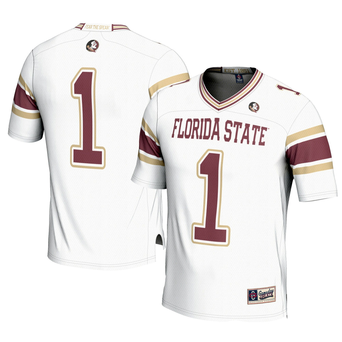 #1 Florida State Seminoles Football Jersey - White product image 2, provided for visual reference and product detail review