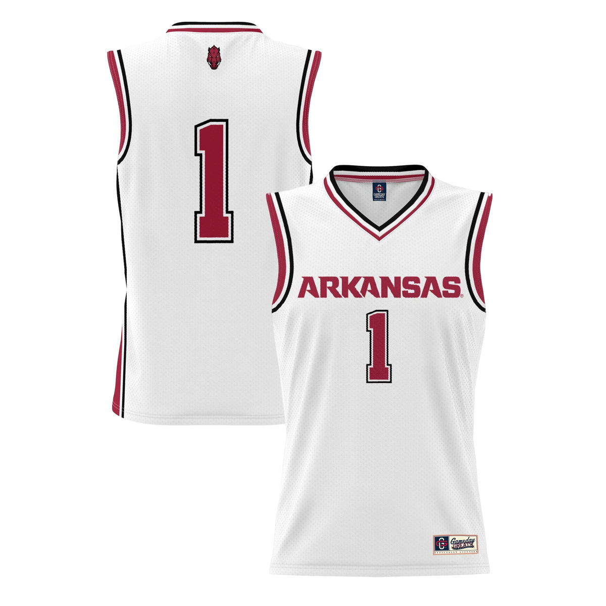 #1 Arkansas Razorbacks Lightweight Basketball Jersey - White product image 2, provided for visual reference and product