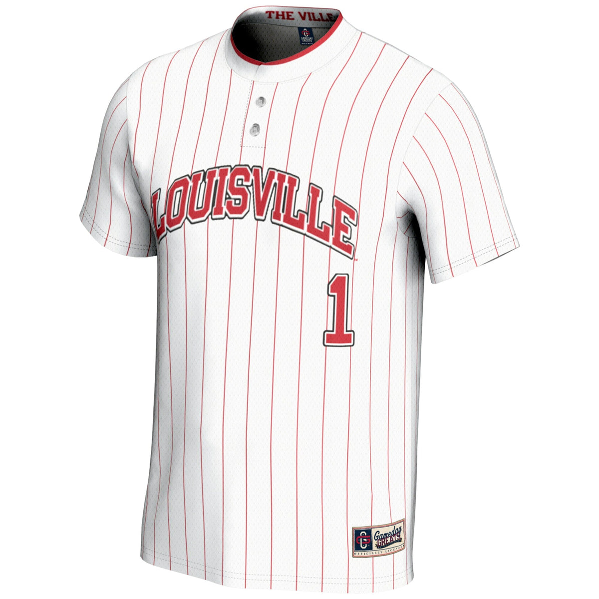 #1 Louisville Cardinals Lightweight Softball Jersey - White product image 3, provided for visual reference and product
