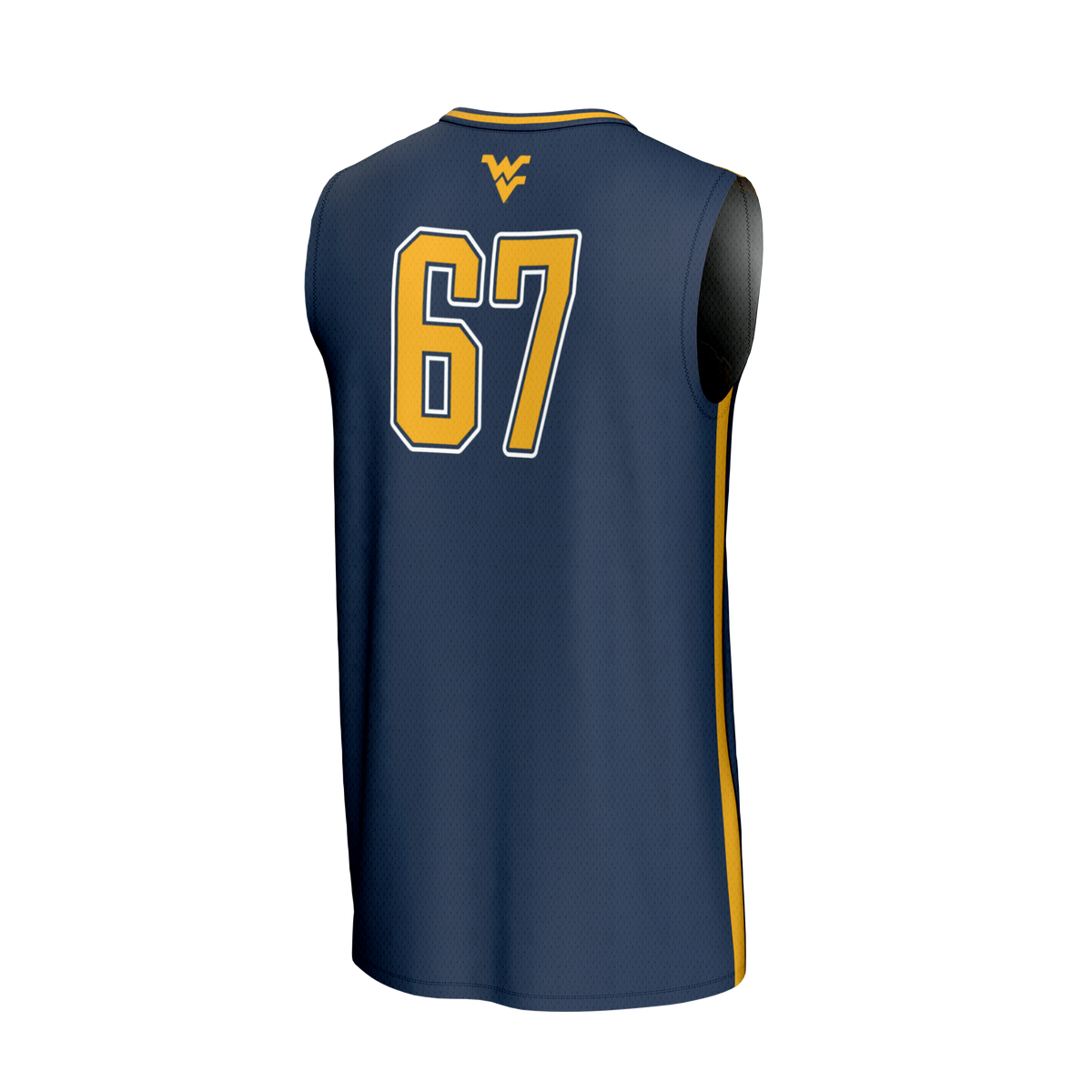 #67 West Virginia Mountaineers Lightweight Basketball Jersey - Navy product image 4, provided for visual reference and