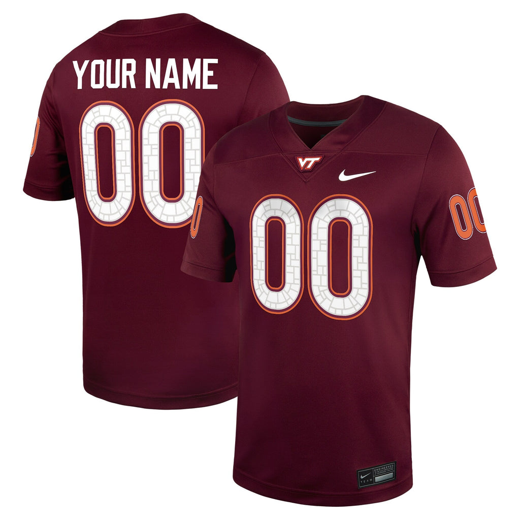 Virginia Tech Hokies Custom Football Game Jersey - Maroon product image 1, provided for visual reference and product detail