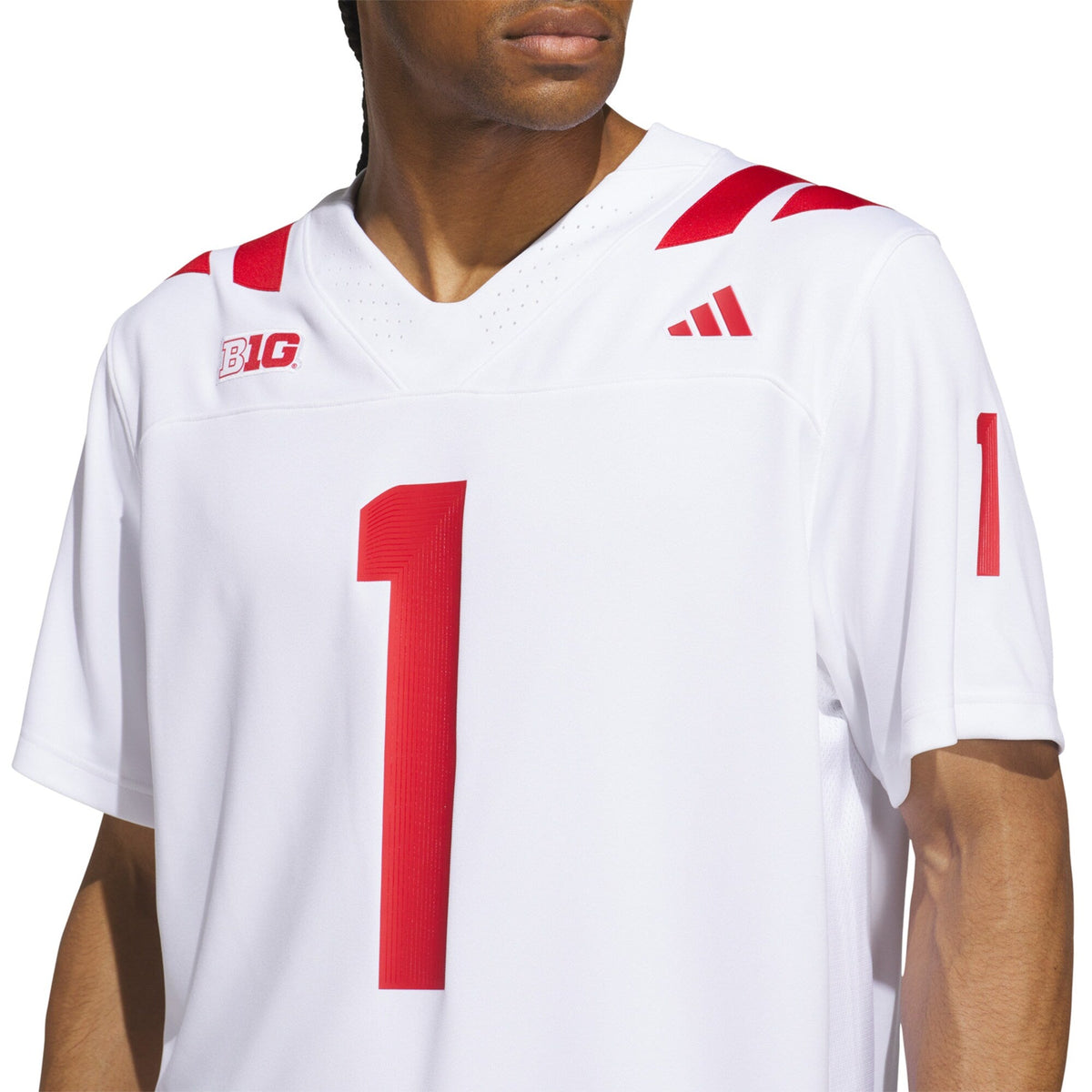 #1 White Nebraska Huskers Away Premier Football Jersey product image 7, provided for visual reference and product detail