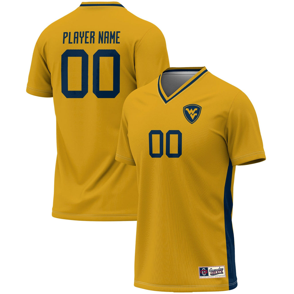 West Virginia Mountaineers Pick-A-Player NIL Lightweight Soccer Jersey - Gold product image 2, provided for visual reference