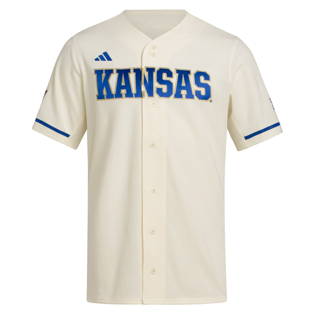 Kansas Jayhawks Replica Baseball Jersey - Cream product image 3, provided for visual reference and product detail review