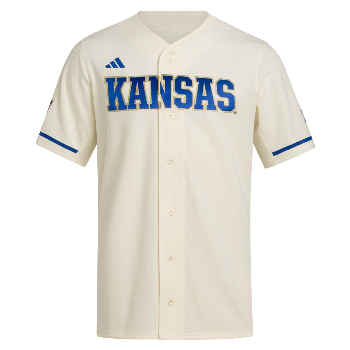 Kansas Jayhawks Replica Baseball Jersey - Cream product image 3, provided for visual reference and product detail review