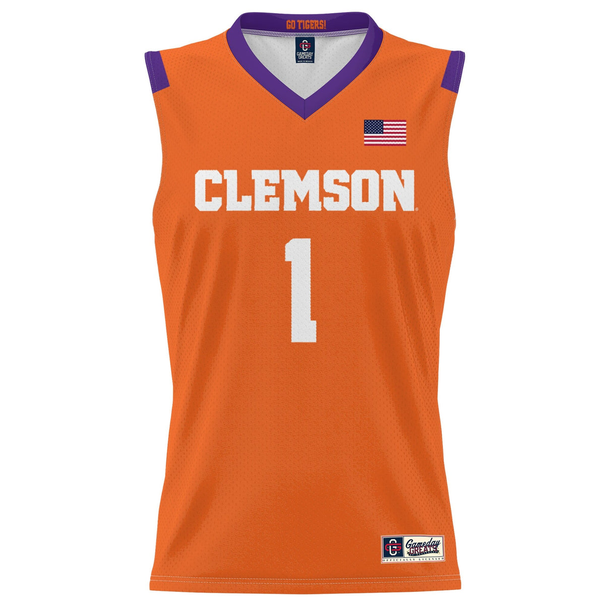 #1 Clemson Tigers Lightweight Basketball Jersey - Orange product image 3, provided for visual reference and product detail