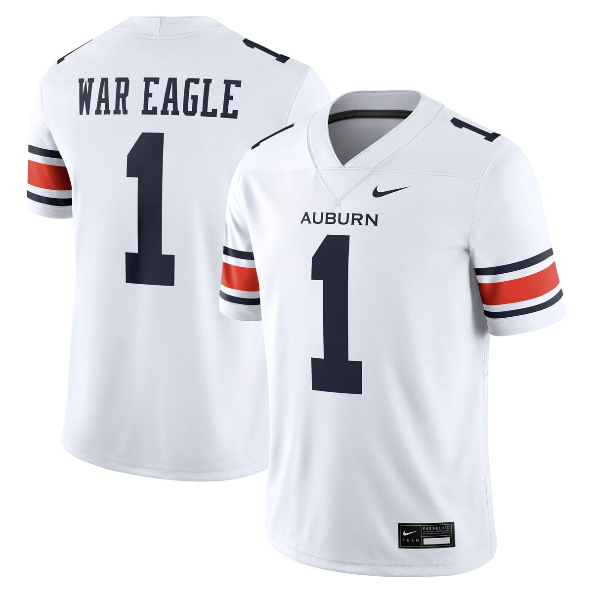 Auburn Tigers Away Football Game Jersey - White product image 1, provided for visual reference and product detail review