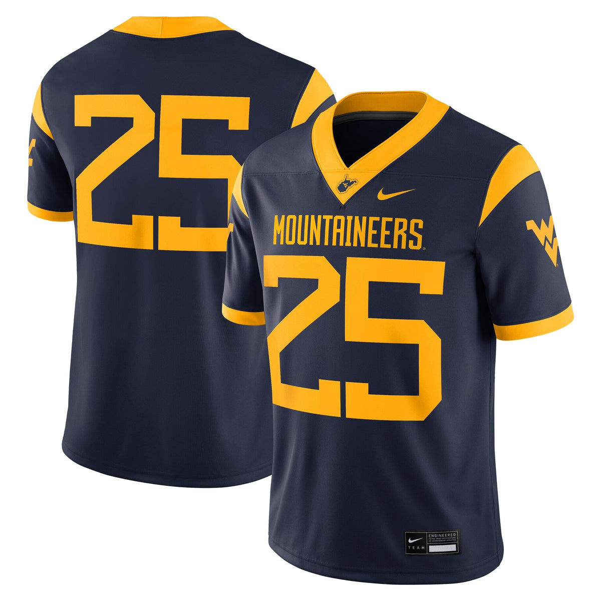 #25 West Virginia Mountaineers Limited Home Game Jersey - Navy product image 2, provided for visual reference and product