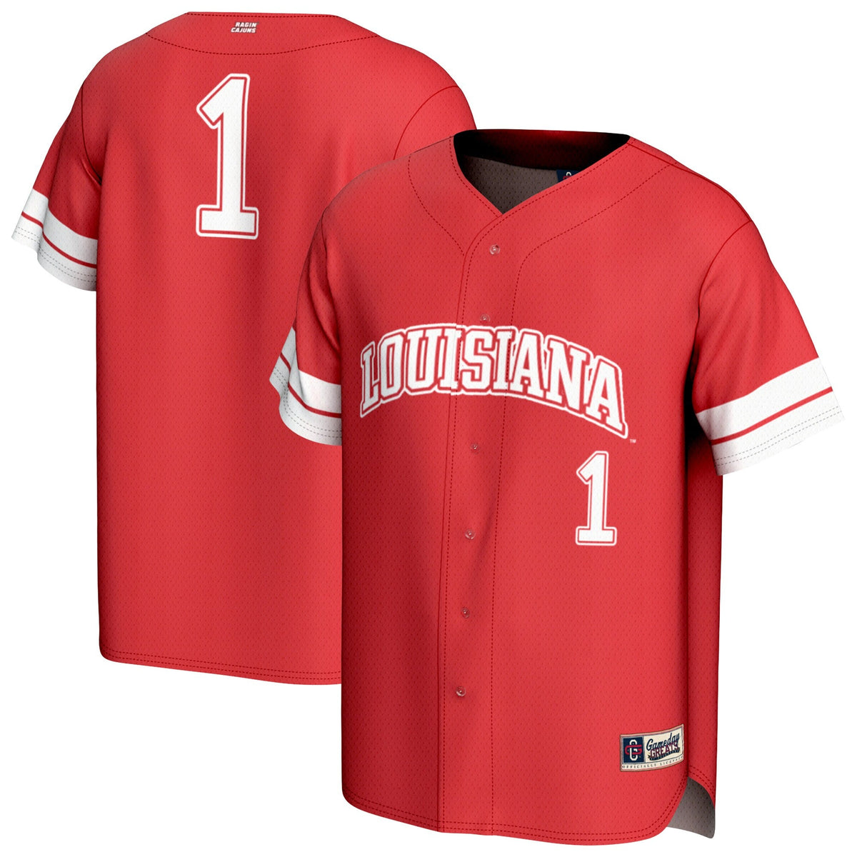 Louisiana Ragin' Cajuns Pick-A-Player Baseball Fashion Jersey - Cardinal product image 1, provided for visual reference and