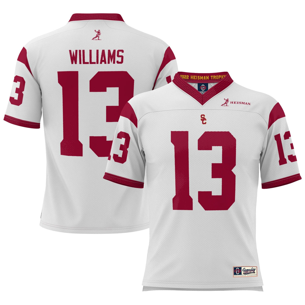 Caleb Williams USC Trojans Lightweight Heisman Memorial Jersey - White product image 2, provided for visual reference and