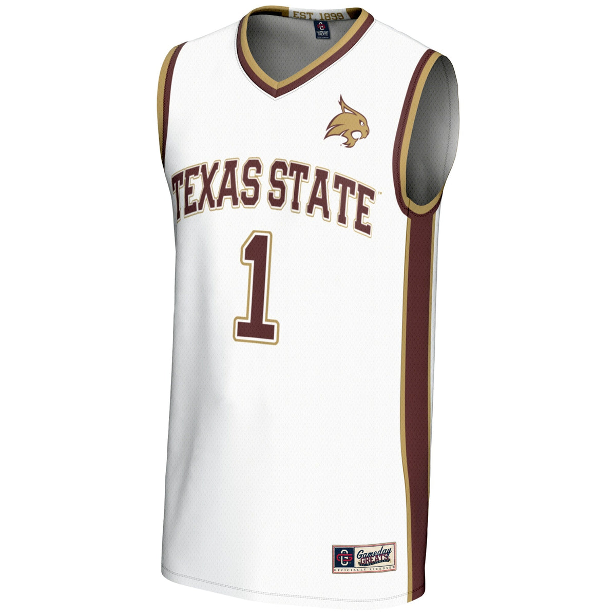 #1 Texas State Bobcats Lightweight Basketball Jersey - White product image 3, provided for visual reference and product