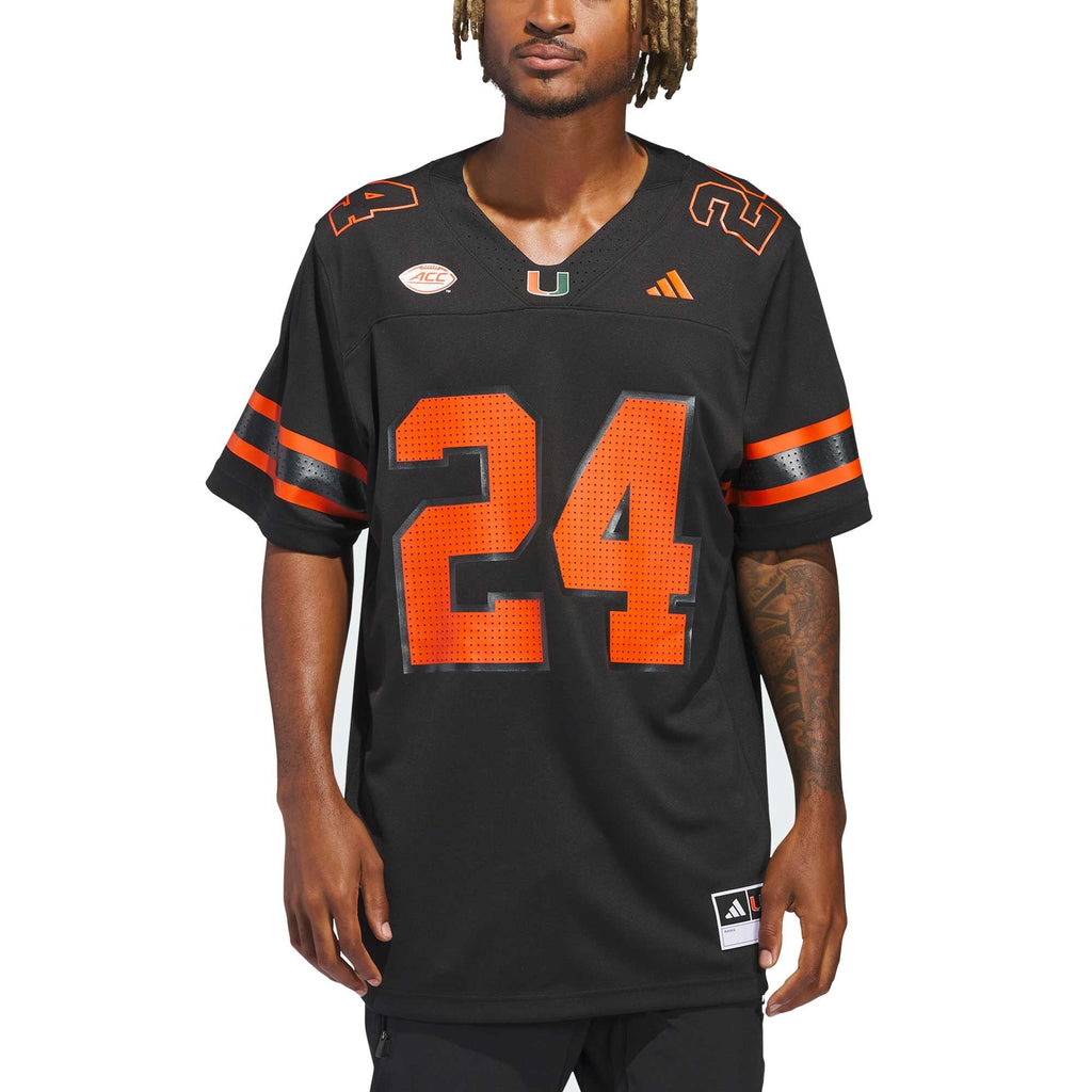 #24 Black Miami Hurricanes Premier Strategy Jersey product image 3, provided for visual reference and product detail review