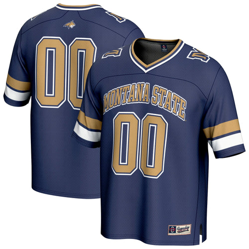 #00 Montana State Bobcats Collegiate Football Fashion Jersey - Navy product image 2, provided for visual reference and