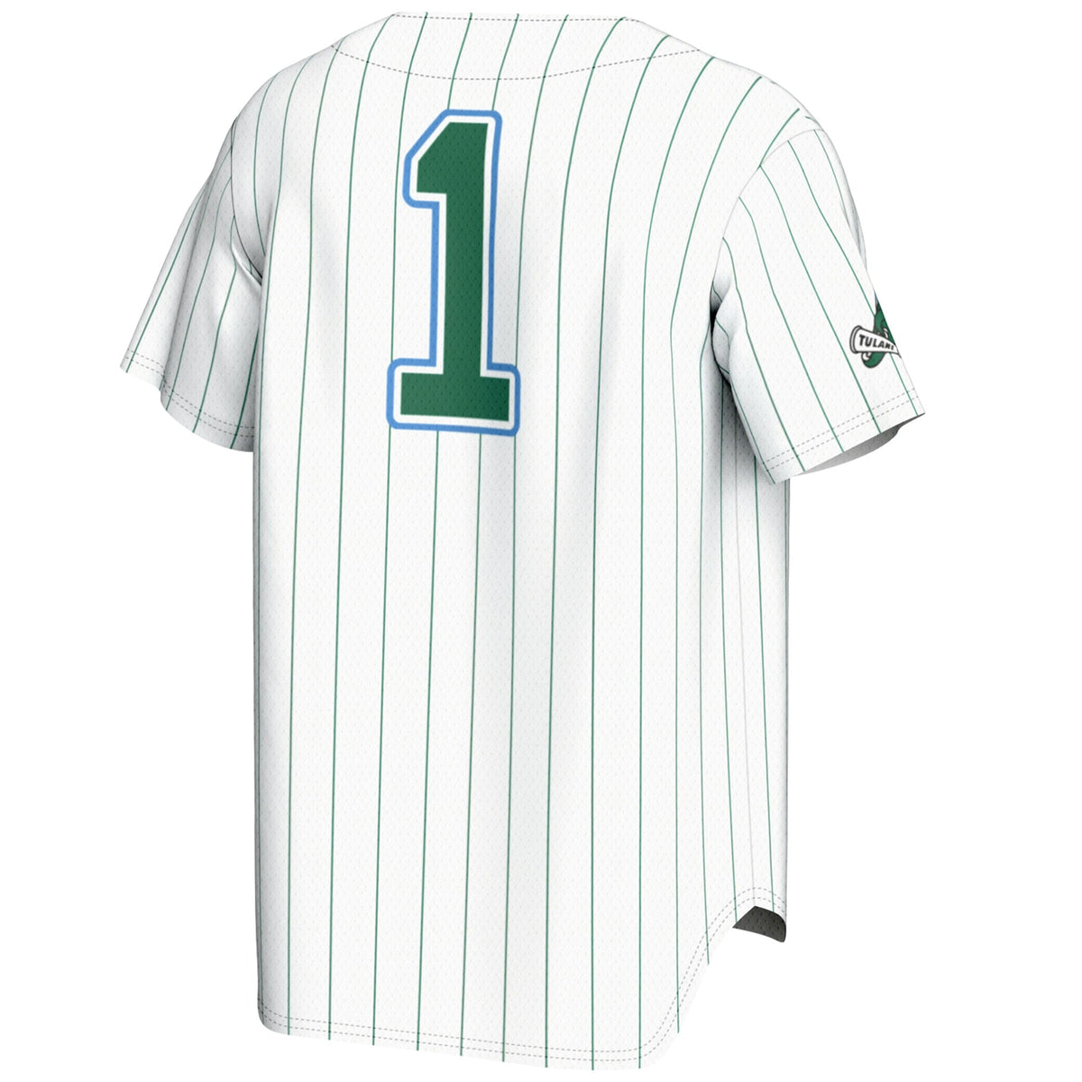 #1 Tulane Green Wave Lightweight Baseball Jersey - White product image 4, provided for visual reference and product detail