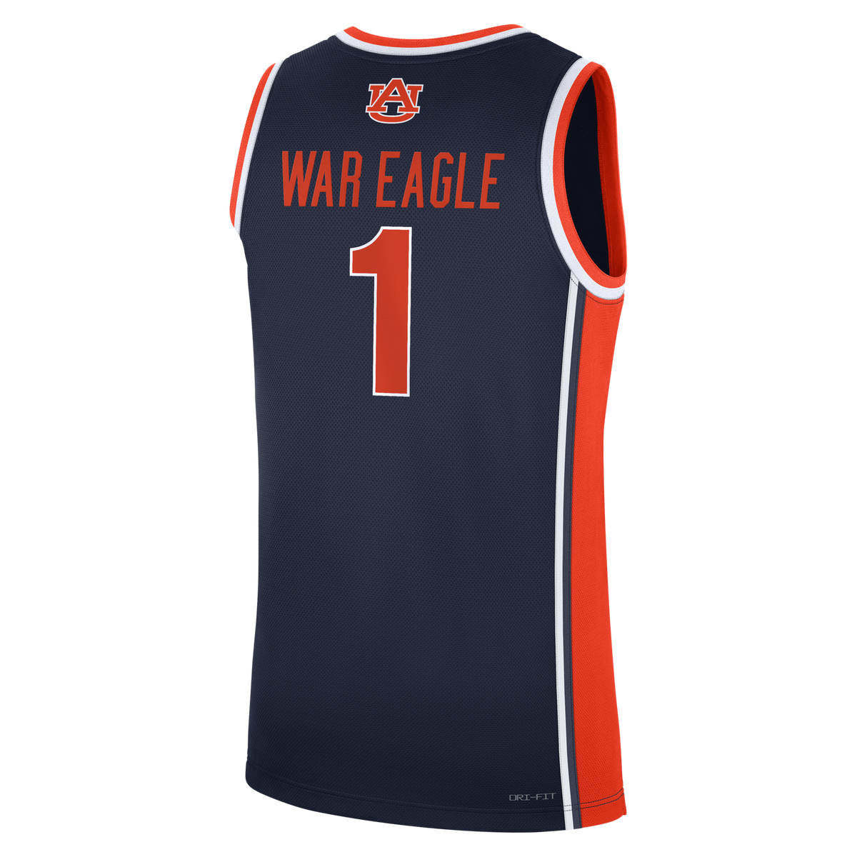 Navy Auburn Tigers #1 Road War Eagle Replica Basketball Jersey product image 4, provided for visual reference and product
