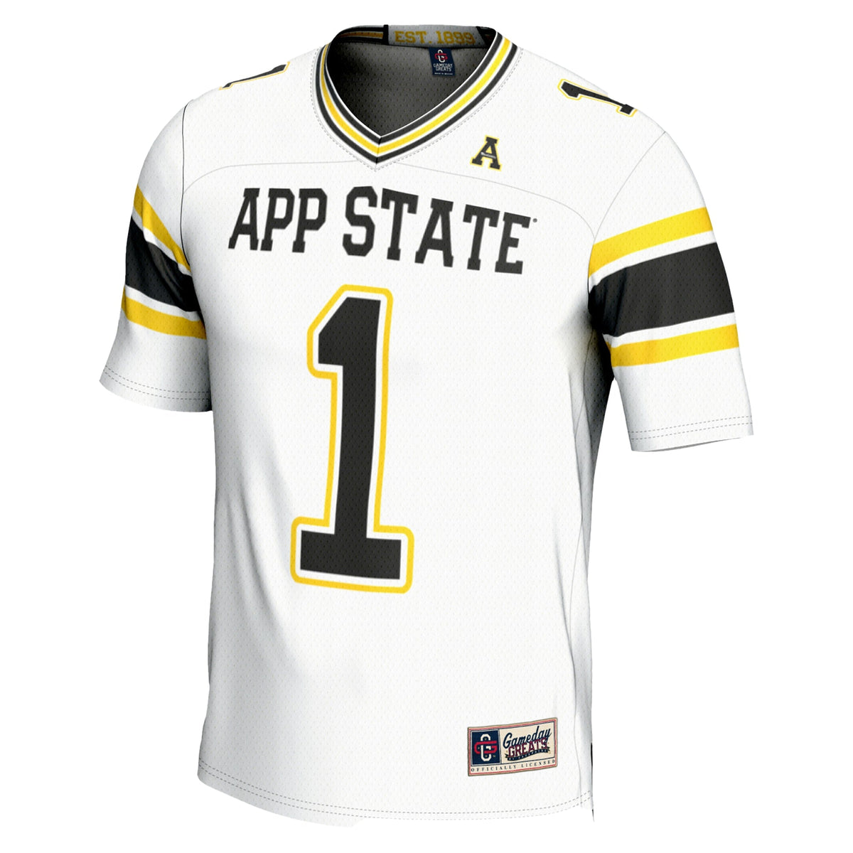 #1 Appalachian State Mountaineers Endzone Football Jersey - White product image 3, provided for visual reference and product