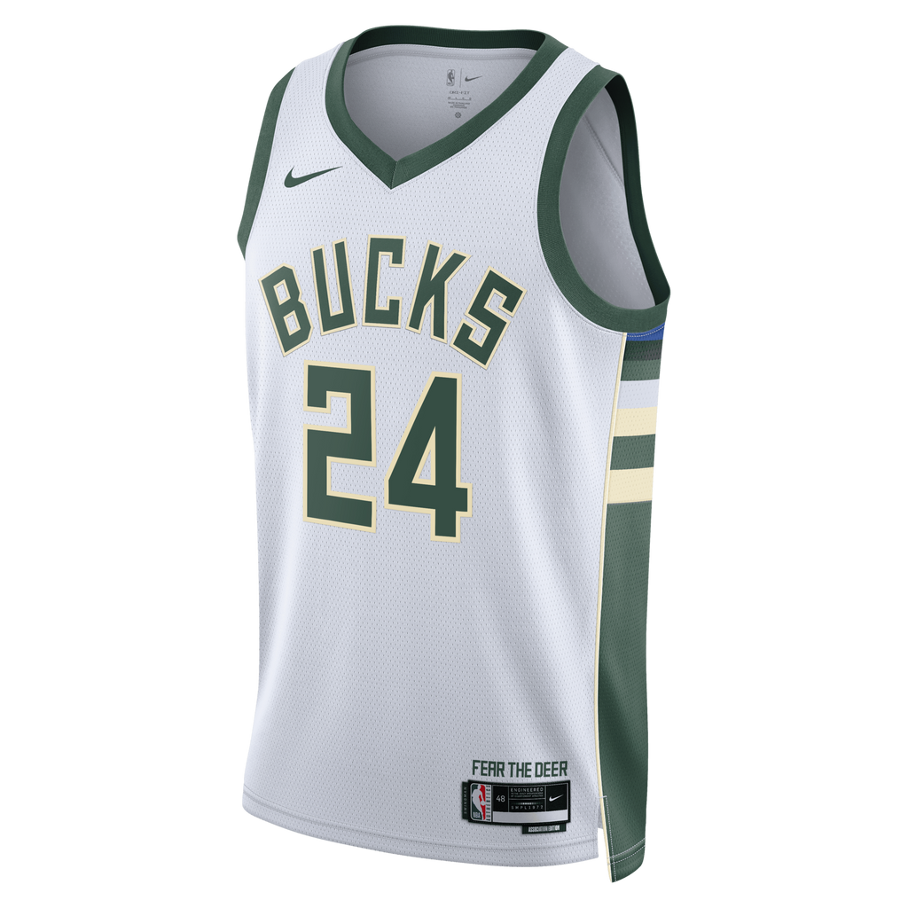 Milwaukee Bucks Association Edition Swingman Jersey - White - Jaime Jaquez Jr. product image 3, provided for visual