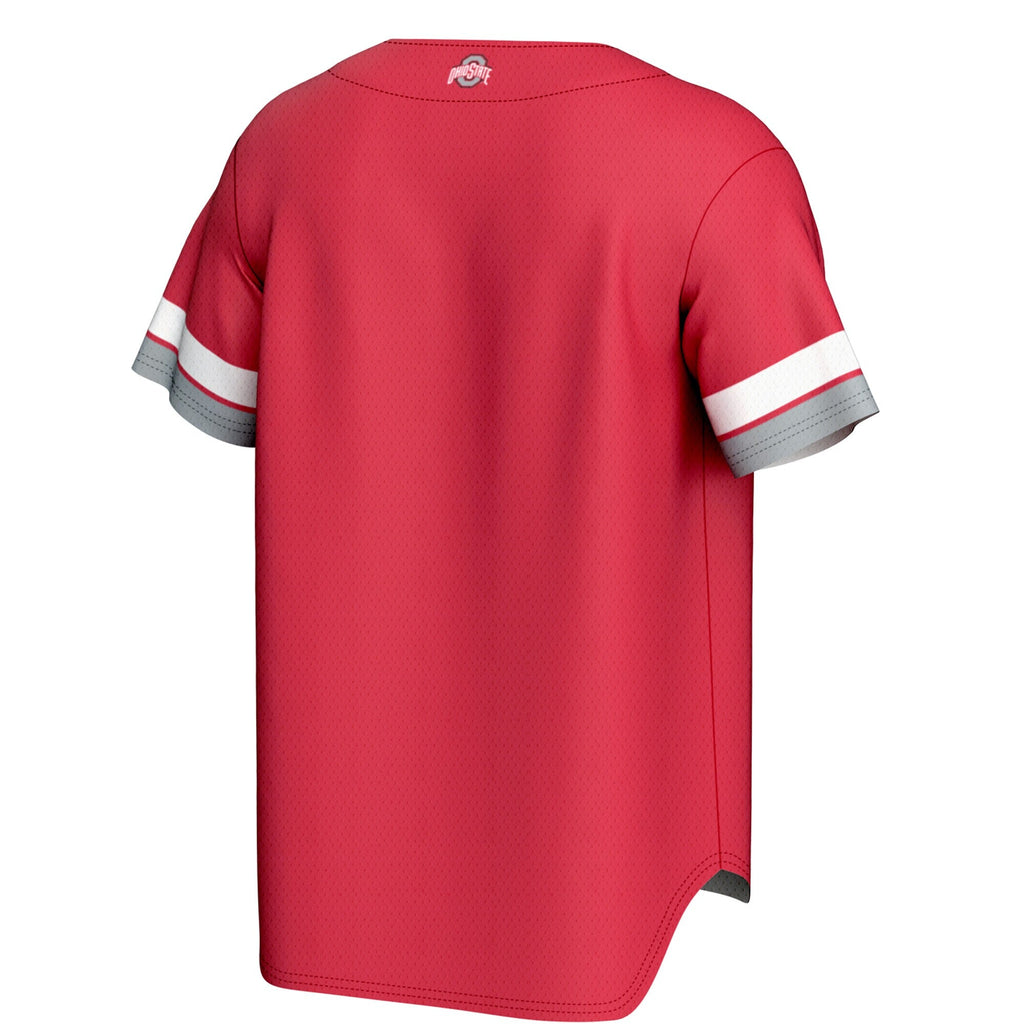 Ohio State Buckeyes Spirit Baseball Jersey - Scarlet product image 4, provided for visual reference and product detail review