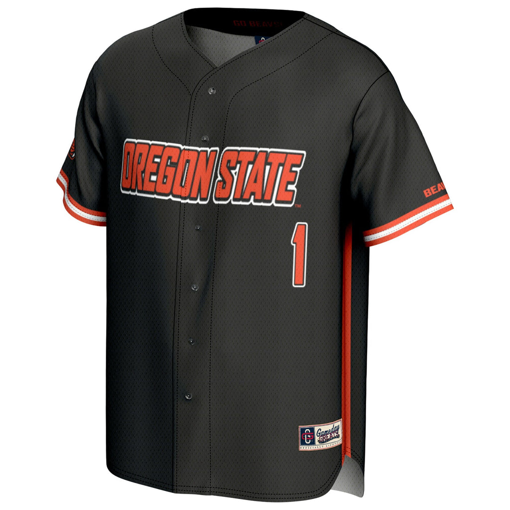 #1 Oregon State Beavers Lightweight Baseball Fashion Jersey - Black product image 3, provided for visual reference and
