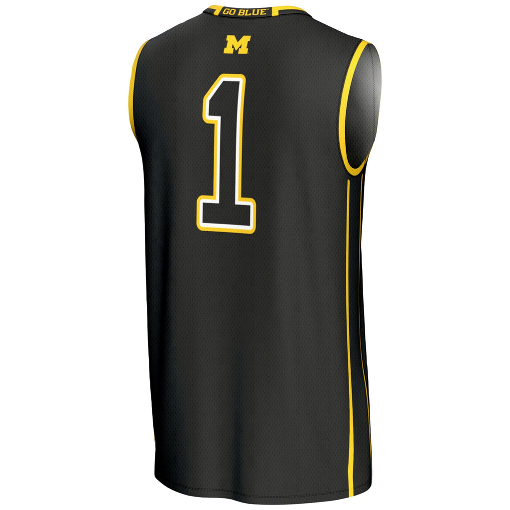 #1 Michigan Wolverines Lightweight Basketball Jersey - Black product image 4, provided for visual reference and product