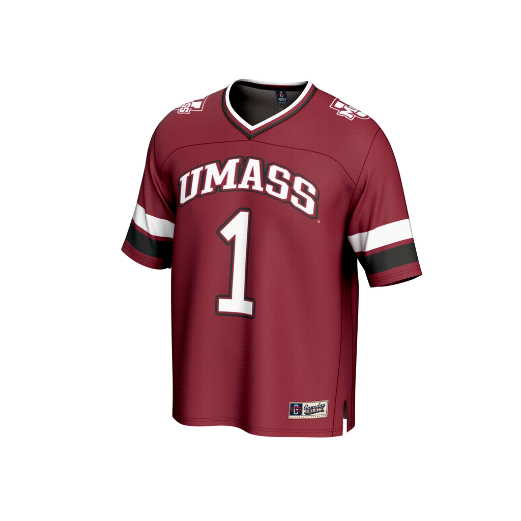 #1 UMass Minutemen Lightweight Collegiate Football Fashion Jersey - Maroon product image 3, provided for visual reference