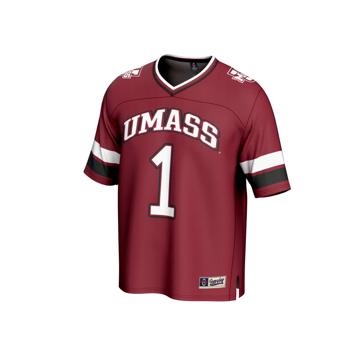 #1 UMass Minutemen Lightweight Collegiate Football Fashion Jersey - Maroon product image 3, provided for visual reference