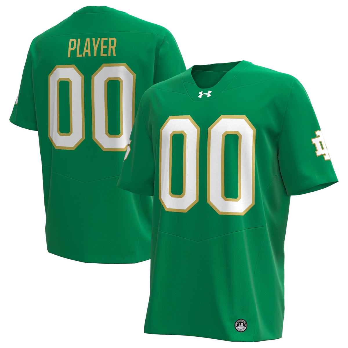 Notre Dame Fighting Irish Alternate NIL Pick-A-Player Replica Football Jersey - Kelly Green product image 2, provided for